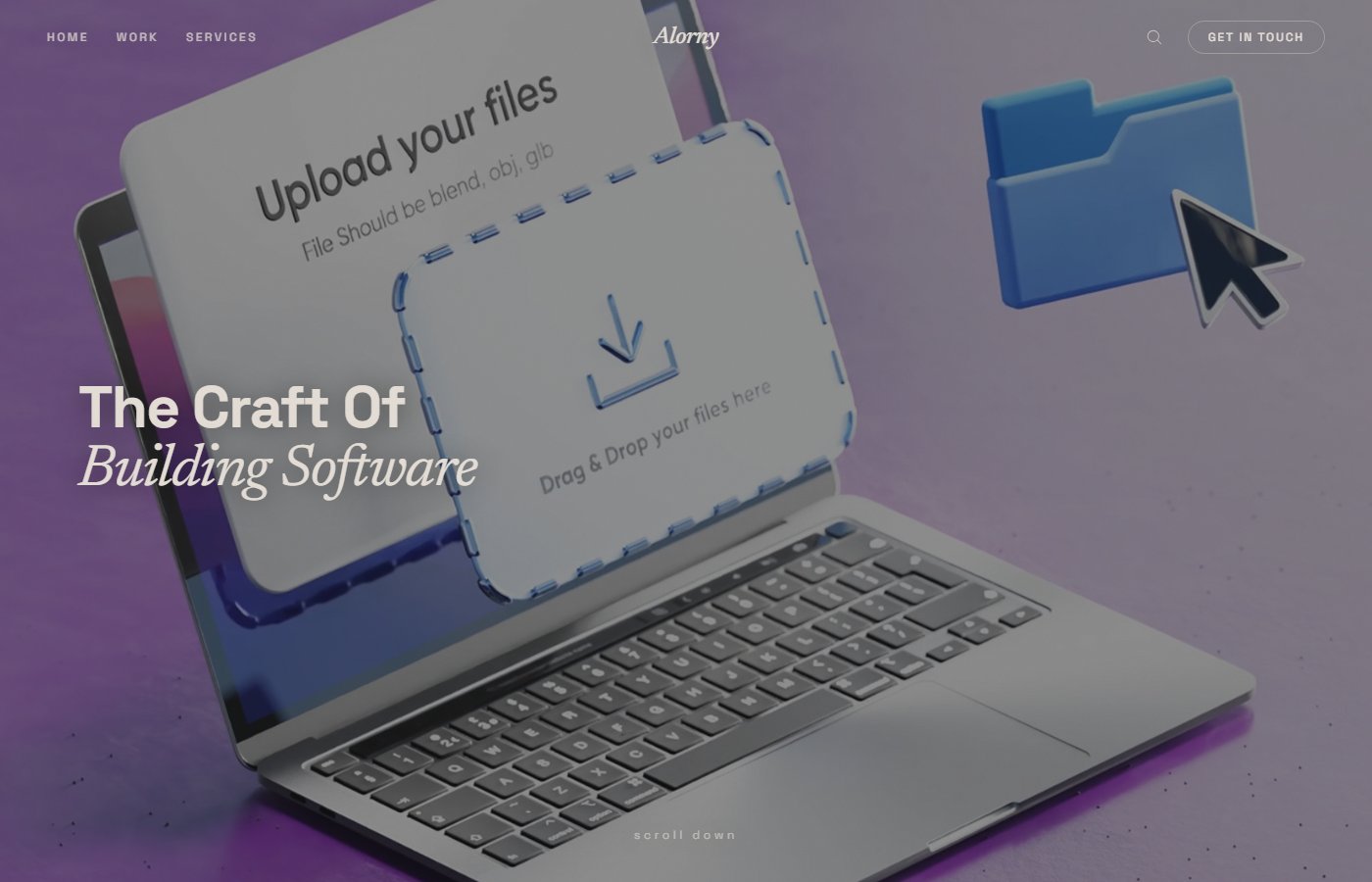 Alorny Websoft 3D scroll-driven product site